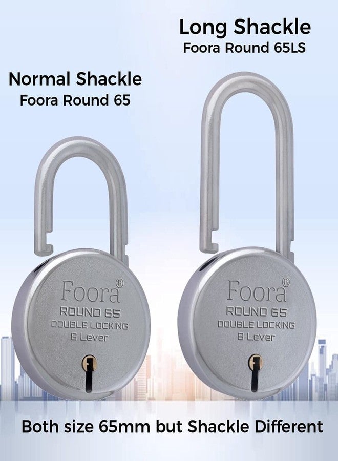 Foora Lock and Key Door Lock for Home, gate, Shutter Round 65mm 5 Key 8 Lever Silver Finish, Pack of 8 Rental Friendly Lock - Image 5